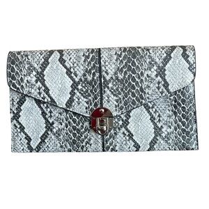 Sondra Roberts Squared Snakeskin Print Clutch Bag